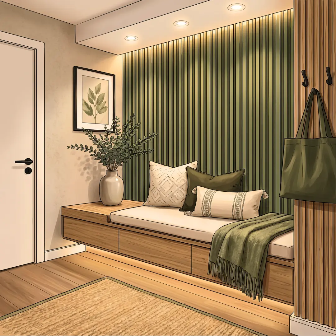 Entrée principale accueillante, style illustration ZYH