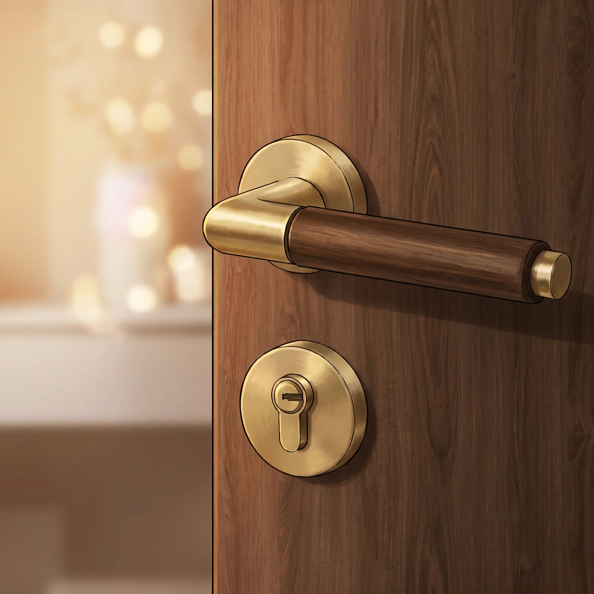 Poignée de porte, moment du seuil, style illustration ZYH